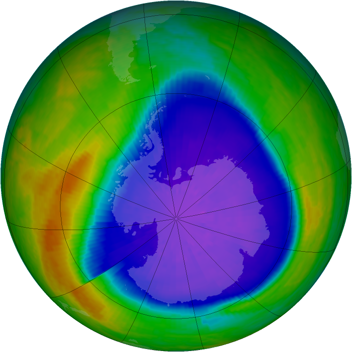 Antarctic ozone map for 22 September 2001